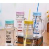 創(chuàng)意復(fù)古公雞把子杯漸變色絲印字母透明玻璃杯果汁飲料杯